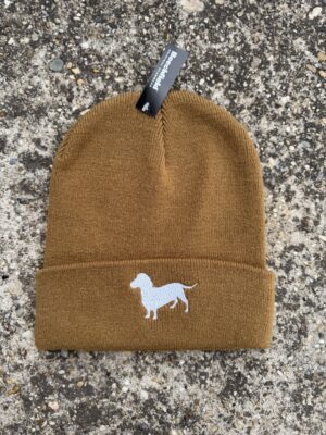 Pajkos tacskó (fehér) - Beanie (barna)