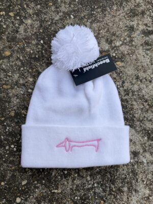 Picasso (rózsaszín) - Pompom beanie (fehér)
