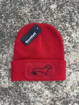 Bátor tacskó (fekete) - Beanie patch (piros)