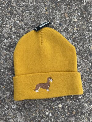 Szálka tacsi (barna) - Beanie (sárga)