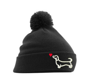 Szerető tacskó (fehér) - Pompom Beanie